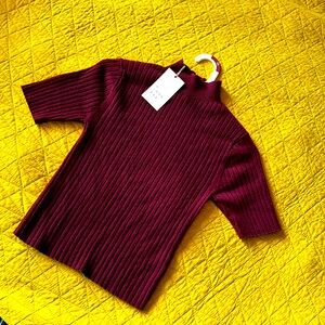 NWT Ribbed Knit - Short Sleeves Burgundy XS